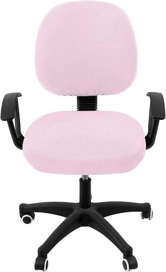Smiry Stretch Jacquard Office Computer Chair Covers, Removable Washable Universal Desk Rotating Chair Slipcovers Protector, Seat + Backrest Cover, Pink