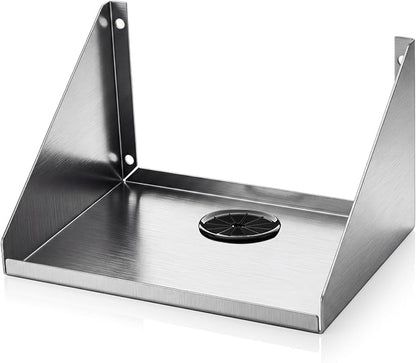 Hicarer 8" x 6" x 5" Wall Mounted Printer Shelf, Compact Stainless Steel Receipt Printer Stand for Coffee Shop, Bar, Small Checkout Counter & Tight Workspace, with Wire Routing Hole