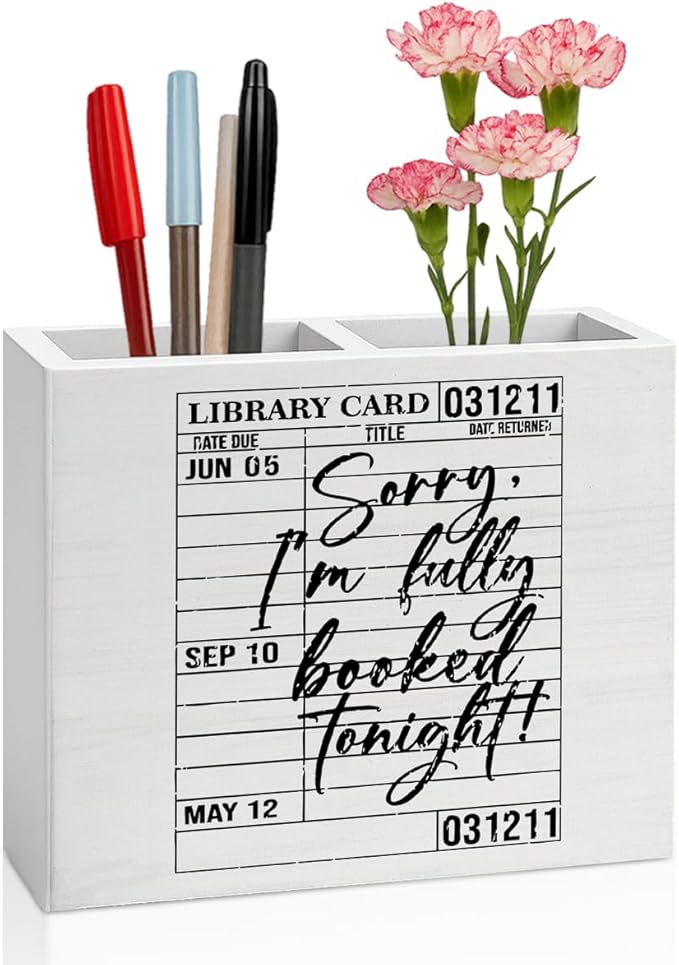 Book Gifts for Book Lovers Reader Writer Librarian Dragon book Wooden Pencil Holder desk decor for Library Office Bedroom Christmas Birthday Holder2825