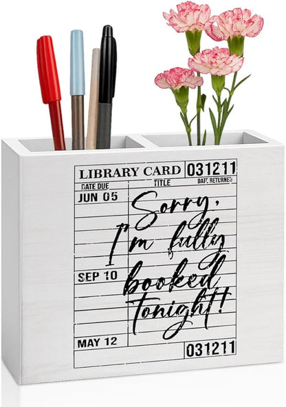 Book Gifts for Book Lovers Reader Writer Librarian Dragon book Wooden Pencil Holder desk decor for Library Office Bedroom Christmas Birthday Holder2825