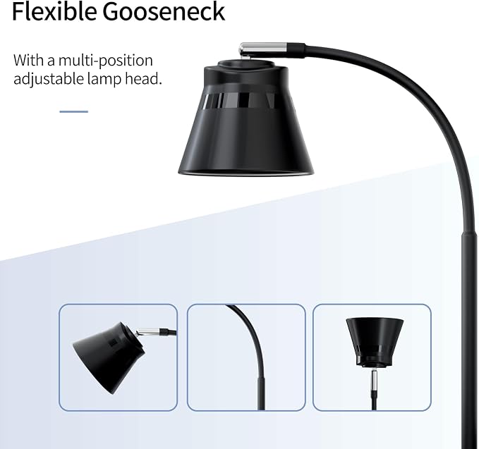 AXX TU08 LED Small Desk Lamp with USB Charging Port, 650 Lumens 3-Color Modes, 5-Touch Dimming, 30/60-Minute Timer, 18-Inch Black Table Light for Reading, Home Office, College Dorm Room Accessories