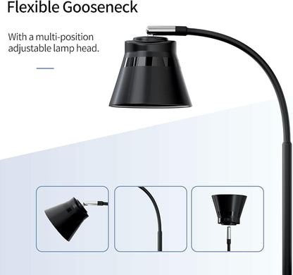 AXX TU08 LED Small Desk Lamp with USB Charging Port, 650 Lumens 3-Color Modes, 5-Touch Dimming, 30/60-Minute Timer, 18-Inch Black Table Light for Reading, Home Office, College Dorm Room Accessories