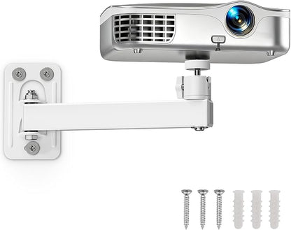Projector Stand, Wall and Mini Ceiling Mount with 1/4-Inch Thread, 360-degree Rotation, Adjustable Tilt & Swivel, Foldable, Easy Setup Compatible with Most Projectors for Home, Office, White