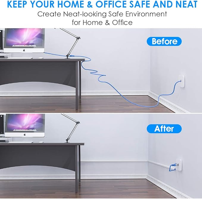 Delamu 128in Cord Hider for 1 Cord, Self-Adhesive Cord Covers for Wires on Wall, Easier Install Wire Covers for Cords on Wall, Cable Wire Hider, Cable Cover Management Raceway, W0.48 H0.3in, White