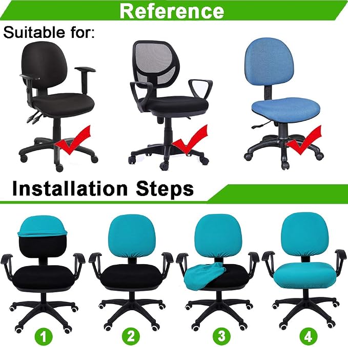 Smiry Stretch Jacquard Office Computer Chair Covers, Removable Washable Universal Desk Rotating Chair Slipcovers Protector, Seat + Backrest Cover, Grey