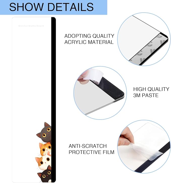 Office Desk Accessories 2pcs Multifunction Computer Monitor Memo Board - Transparent Computer Side Panel Memo Creative Monitor Side Panel Suitable for Office Home Desktop (Monitor Memo Board 13)