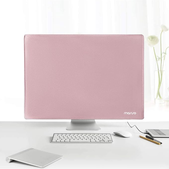 MOSISO Monitor Dust Cover 22, 23, 24, 25 inch Anti-Static Dustproof LCD/LED/HD Panel Case Computer Screen Protective Sleeve Compatible with iMac 24 inch, 22-25 inch PC, Desktop and TV, Pink
