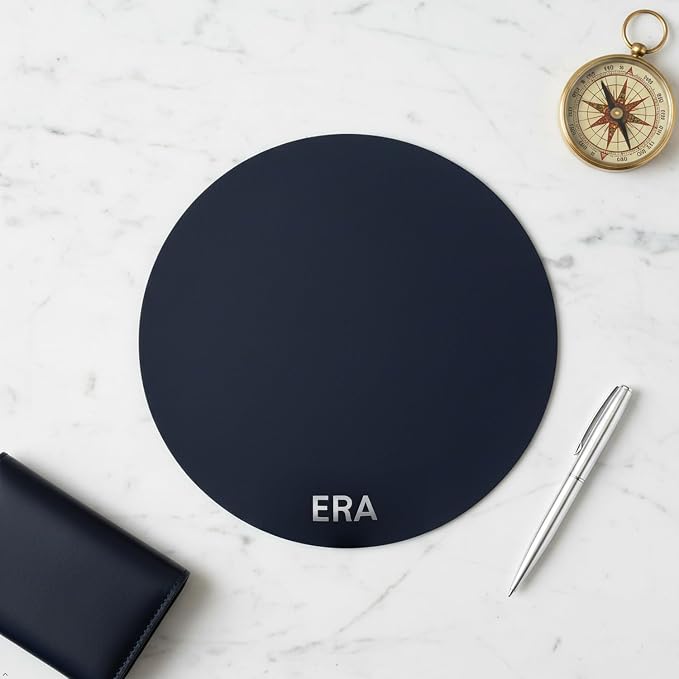 Northwind Personalized Leather Round Mouse Pad – Made in USA - Minimalist Custom Monogrammed Full Grain Leather Desk Pad | Premium Office Accessory Gift for Men, Women and Gamers, 8.5" Diameter