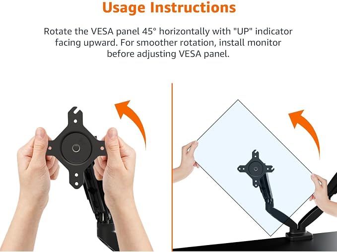 Amazon Basics Gas Spring Dual Monitor Arm Desk Mount, Adjustable Tension, Fits 15–27 Inch Monitors, Supports 4.4–15.4 lbs Each Arm, VESA 75x75/100x100, Black