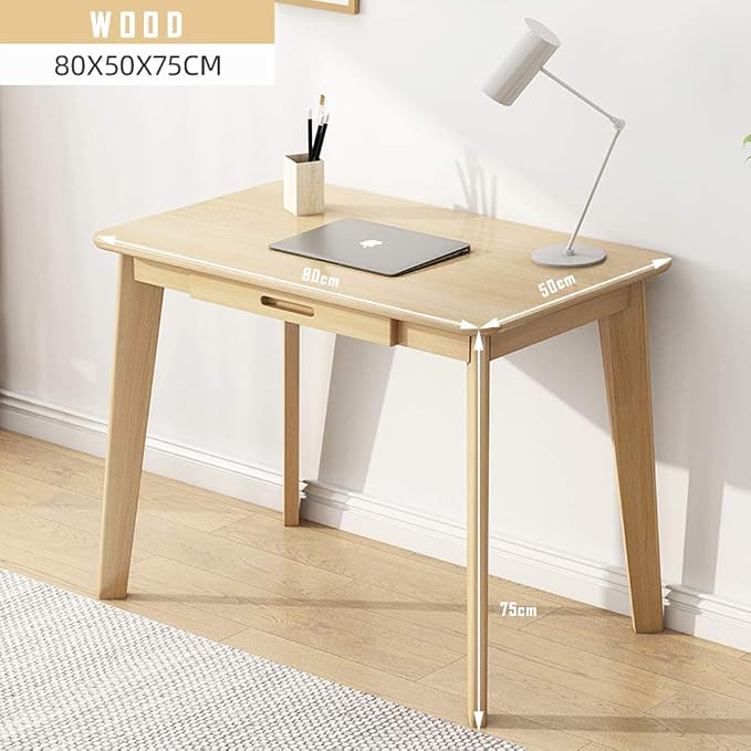 IOTXY Solid Wood Writing Desk - Home Office Workbench Desk with Drawer, Laptop Computer Work Study Table
