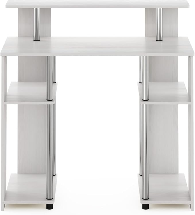 Furinno Jaya Simple Design Computer Writing Desk, White Oak/Stainless Steel