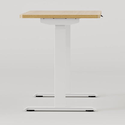 Branch Duo Standing Desk 48 Inches - Adjustable Standing Desk with 20” Range - OLED Control Panel - Frameless Design & Compact Size Suitable for Many Spaces - Woodgrain Base - White Top