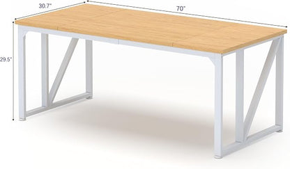 NSdirect Computer Desk 70×30.7 Inch Gaming Desk with Deeper & Thicker Desktop, Office Desk Work Desk for Home Office, Natural