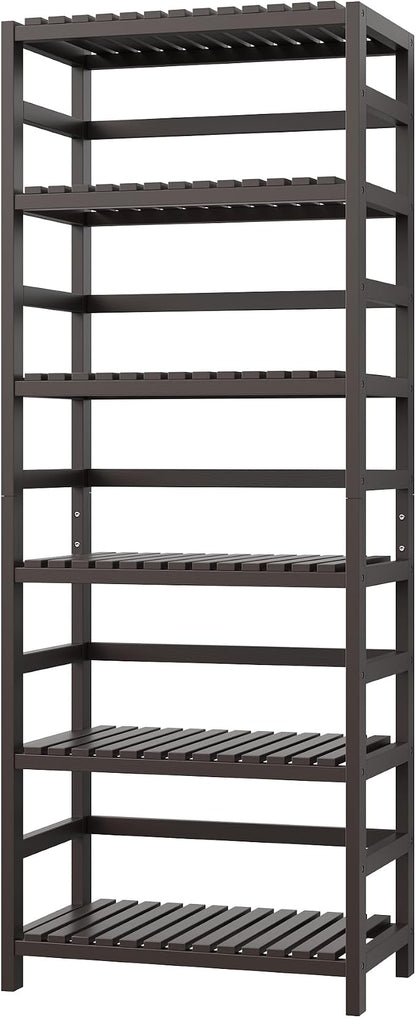 FOTOSOK 6-Tier Bamboo Shelf, Bamboo Bookcase with Adjustable Shelves, Free Standing Storage Shelf Unit, Plant Flower Stand for Kitchen, Bathroom, Home Office, Vintage
