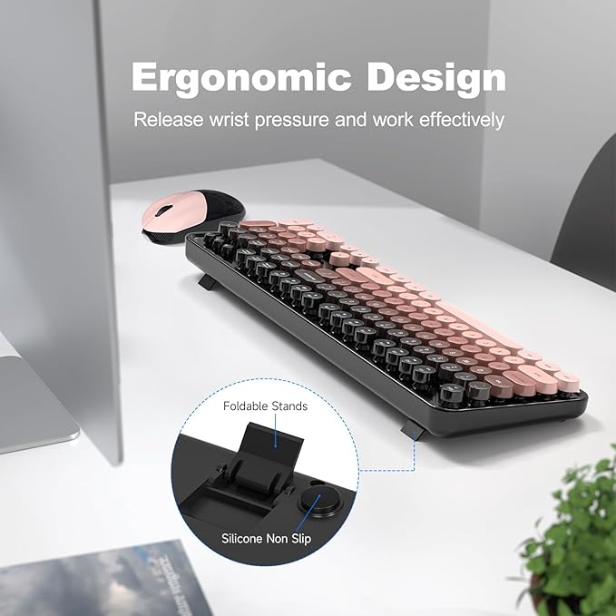 Dilter Wireless Keyboard and Mouse, Typewriter Full Size Keyboard with Number Pad and 2 in 1 USB Connected Mouse for Windows 7/8/10/11, Laptop, Desktop, PC, Computer