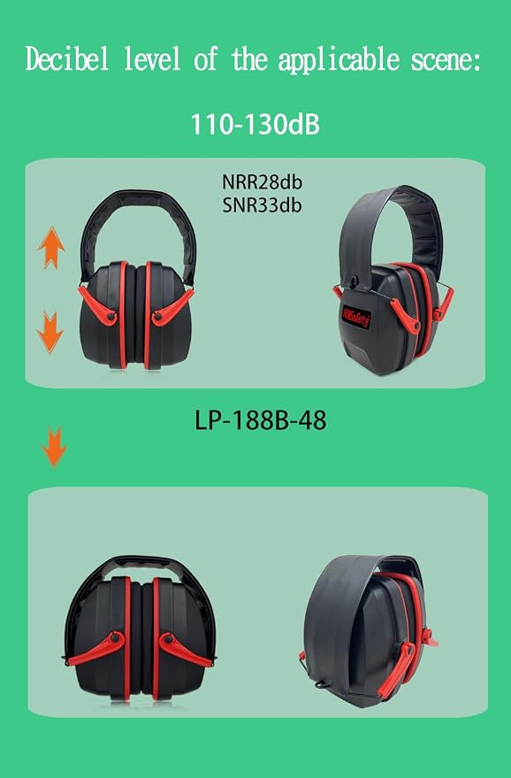 Ear Muffs For Noise Reduction Cancelling SNR 33dB Hearing Protection Headphones Earmuffs Shooting Gun Range Mowing Ultimate Comfort Design High Blocking