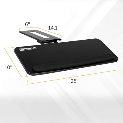 Mount-It! Under Desk Keyboard Tray, Slide-Out Keyboard Drawer with Height, Tilt and Swivel Adjustment, 25" x 10" Keyboard & Mouse Platform with Wrist Rest, Bolt-On Under Desk Mount