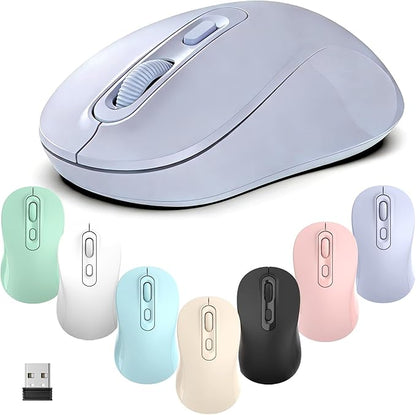 Wireless Mouse, 2026 New Model, Silent Click Ergonomic Design, Portable, 4 Buttons, Adjustable DPI (800/1200/1600), for Laptop/PC/Office (Violet)