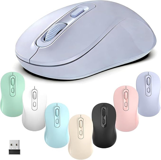 Wireless Mouse, 2026 New Model, Silent Click Ergonomic Design, Portable, 4 Buttons, Adjustable DPI (800/1200/1600), for Laptop/PC/Office (Violet)