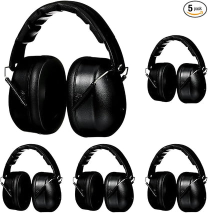 3M Folding Earmuff, Noise Reduction Rating (NRR) 25 dB, Adjustable Ear Muffs, Padded Headband For Comfort, Flexible & Adjustable Headband, Black, One Size Fits Most (90563H1-DC) (Pack of 5)