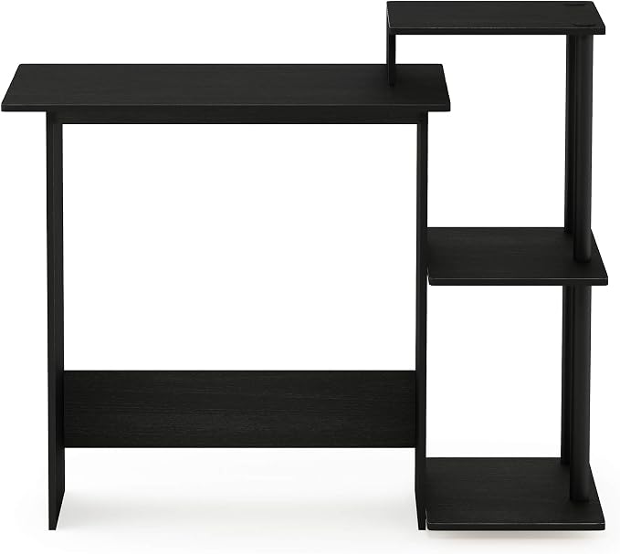 Furinno EFFICIENT Desk, 28.6" Wide Gaming Desk with 3 Open Side Shelves, Laptop Notebook Computer Desk, Office Desk for Home Office, Study Room, Dorm, Bedroom, Americano