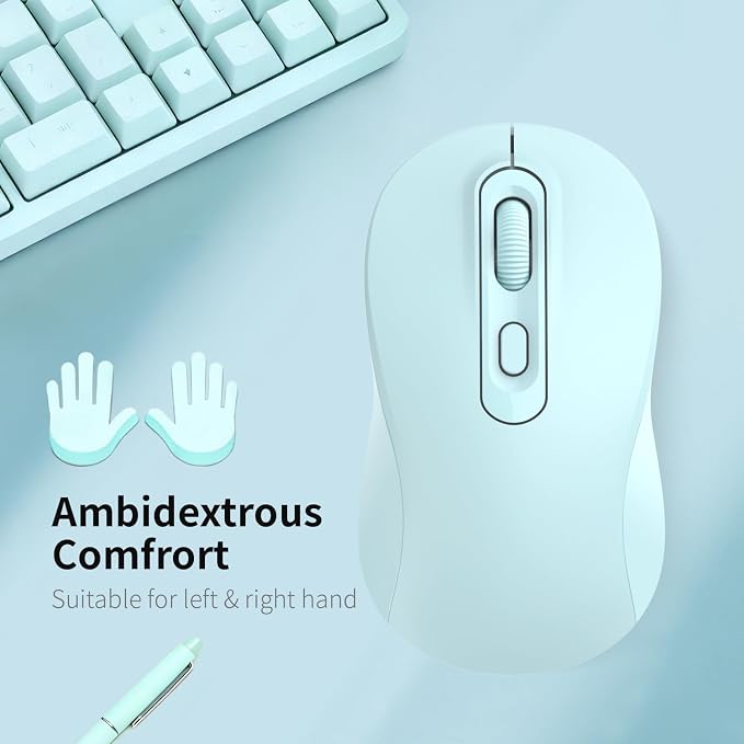 Wireless Mouse, 2026 New Model, Silent Click Ergonomic Design, Portable, 4 Buttons, Adjustable DPI (800/1200/1600), for Laptop/PC/Office (Blue)