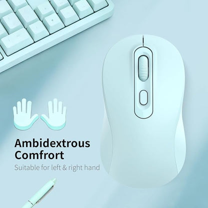 Wireless Mouse, 2026 New Model, Silent Click Ergonomic Design, Portable, 4 Buttons, Adjustable DPI (800/1200/1600), for Laptop/PC/Office (Blue)