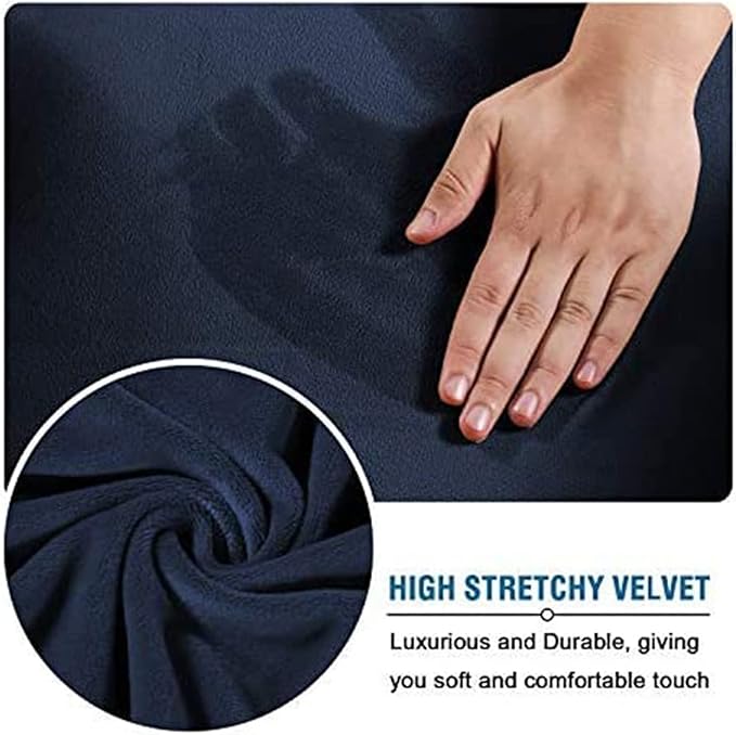 Velvet Plush Office Computer Chair Cover for Ergonomic, Navy Blue, XL | Stretchable, Cat Proof Protector, Fits High Back Wide Mesh Executive Chairs, For Rotating Chairs with Wheels and Armrest