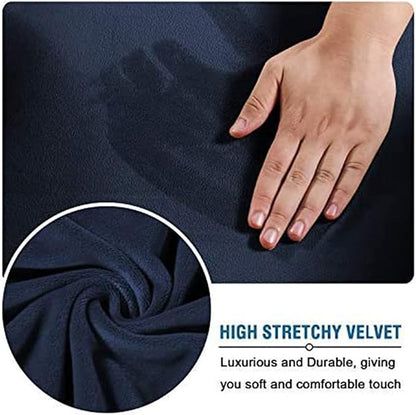 Velvet Plush Office Computer Chair Cover for Ergonomic, Navy Blue, XL | Stretchable, Cat Proof Protector, Fits High Back Wide Mesh Executive Chairs, For Rotating Chairs with Wheels and Armrest