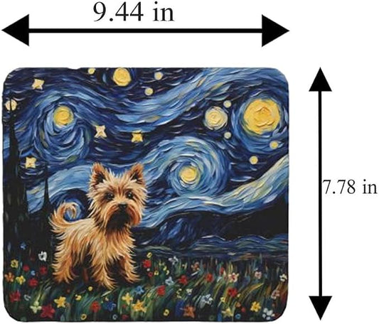 Tubbie Prints Starry Night Yorkie Dog Mouse Pad for Computer Laptop Home Office Gaming Working Desk Desktop Accessories Non-Slip Rubber Mouse Pad for Dog Lovers (Yorkshire)