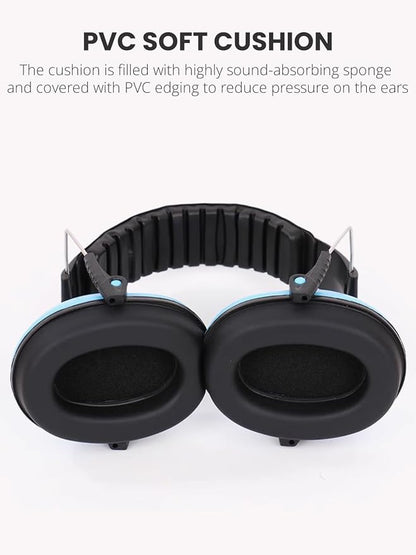 Small Size Hearing Protection Ear Muffs, Adjustable Noise Reduction Headphones for Study, Sleeping, and Travel, Blue