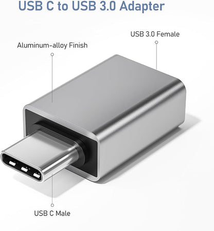 Basesailor USB C to USB Adapter 3Pack,USBC Male to USBA 3.0 Female Adapter,Type C Thunderbolt 4 OTG Converter for Apple MacBook Pro,Mac Book,iPad,Microsoft Surface Go,Samsung Galaxy S26,iPhone 17 17e