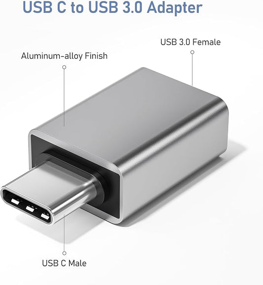 Basesailor USB C to USB Adapter 3Pack,USBC Male to USBA 3.0 Female Adapter,Type C Thunderbolt 4 OTG Converter for Apple MacBook Pro,Mac Book,iPad,Microsoft Surface Go,Samsung Galaxy S26,iPhone 17 17e