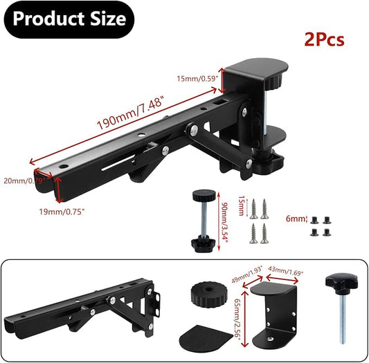 2PCS Black Desk Extender Foldable Keyboard Tray with Screws for Workstation Organizer Office and Home