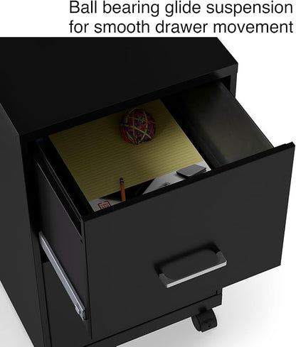 STAPLES Vertical File Cabinet for Letter/Legal Files, 2-Drawer, Letter/Legal Compatible, Locking, Black