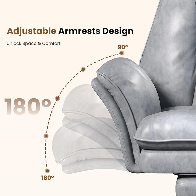 Big and Tall Office Chair, Flip Armrests for Pets & Cross Legged Sitting, Executive Ergonomic Computer Gaming Chair with Foot Rest, Teddy Fleece Wide Seat Reclining Desk Chair, White Vanity Chair