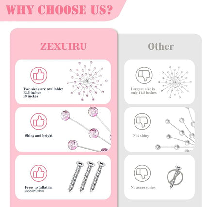 ZEXUIRU 3 Set Silver Starburst Wall Art for Home Decor Metal Bling Crystal Rhinestones Sunburst Wall Decor Sparkling Rhinestone Art Accent Silver - 13in