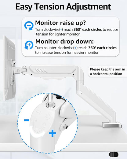 Dual Monitor Stand fits up to 32 inch, 4.4-19.8 lbs Computer Screens, Dual Monitor Desk Mount Height Adjustable, Monitor Arms for 2 Monitors, Home Office VESA Mounts, Freelift White