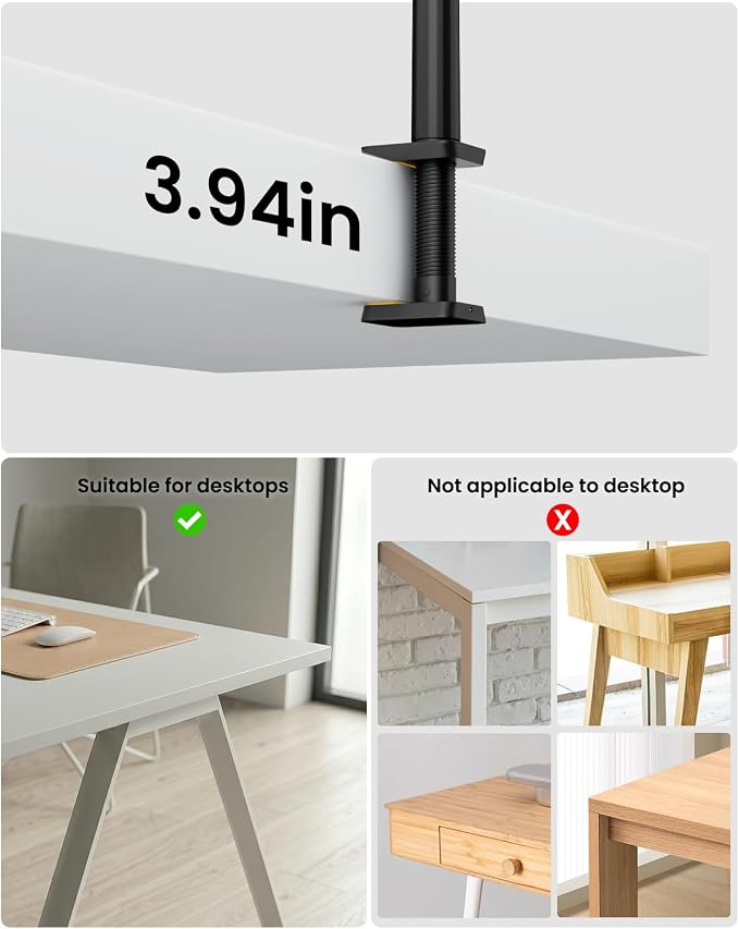 Desk Lamps for Home Office, Sensor Switch Dual Lamp Head | 270° Rotatable & Extendable Aluminum Alloy Arm, Eye-Caring, 24W Dimmable 3 Color Modes Desk Light with Clamp