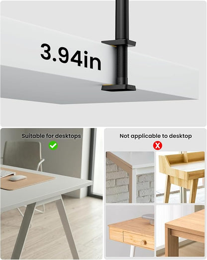 Desk Lamps for Home Office, Sensor Switch Dual Lamp Head | 270° Rotatable & Extendable Aluminum Alloy Arm, Eye-Caring, 24W Dimmable 3 Color Modes Desk Light with Clamp