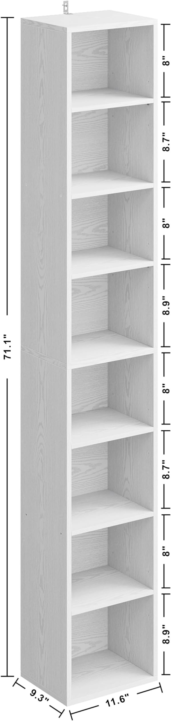 IRONCK 8 Tiers Bookshelf, Floor Standing Display Storage Shelves 71 in Tall Bookcase, Easy to Match for Living Room, Office, Study, Bedroom