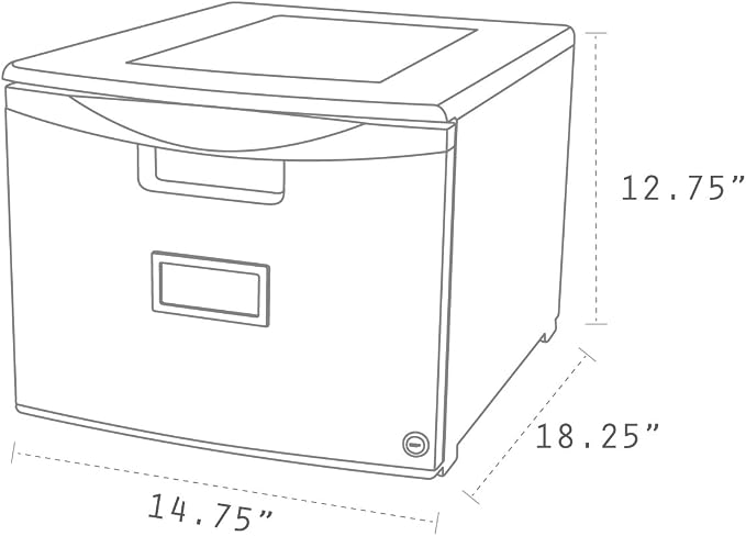 Storex Plastic One-Drawer File Cabinet – Locking Document Organizer for Home and Office, Gray, 1-Pack (61261A01C)