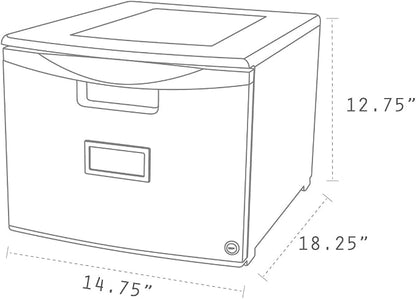 Storex Plastic One-Drawer File Cabinet – Locking Document Organizer for Home and Office, Gray, 1-Pack (61261A01C)
