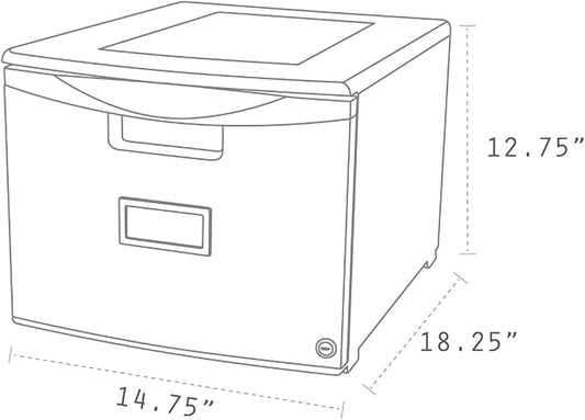 Storex Plastic One-Drawer File Cabinet – Locking Document Organizer for Home and Office, Gray, 1-Pack (61261A01C)