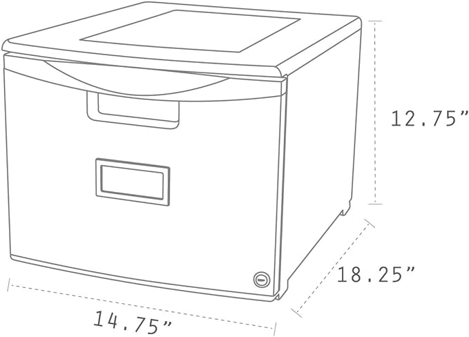 Storex Plastic One-Drawer File Cabinet – Locking Document Organizer with Casters for Home and Office, Gray, 1-Pack (61266A01C)