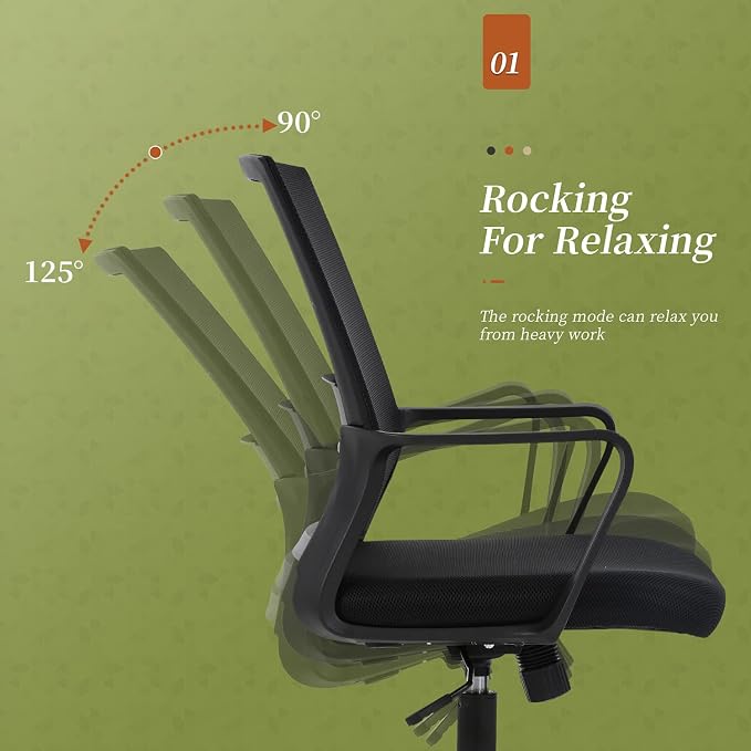 BestOffice Desk Chair for Office which is Ergonomically Made with Cushion, Armrest & Lumbar Support, Nylon (Black)