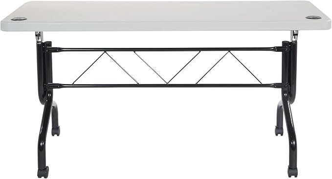 Office Star Resin Multipurpose Flip Training Table with Locking Casters for Home and Office, 5 Feet