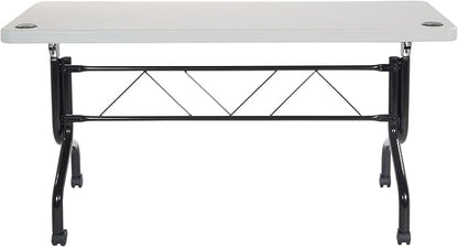 Office Star Resin Multipurpose Flip Training Table with Locking Casters for Home and Office, 5 Feet