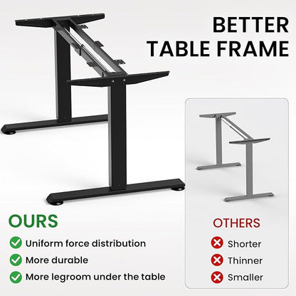 Veken 63" x 28" Super Large Standing Desk, Height Adjustable Electric Computer Desk, Sit to Stand Up, Modern Workstation for Home Office, Walking Pad, Writing, Gaming Bedroom Study, Black