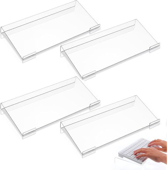 4 Pack Acrylic Computer Keyboard Stand, Clear Tilted Ergonomic Keyboard Tray Riser Holder for Office Desk, Home Use